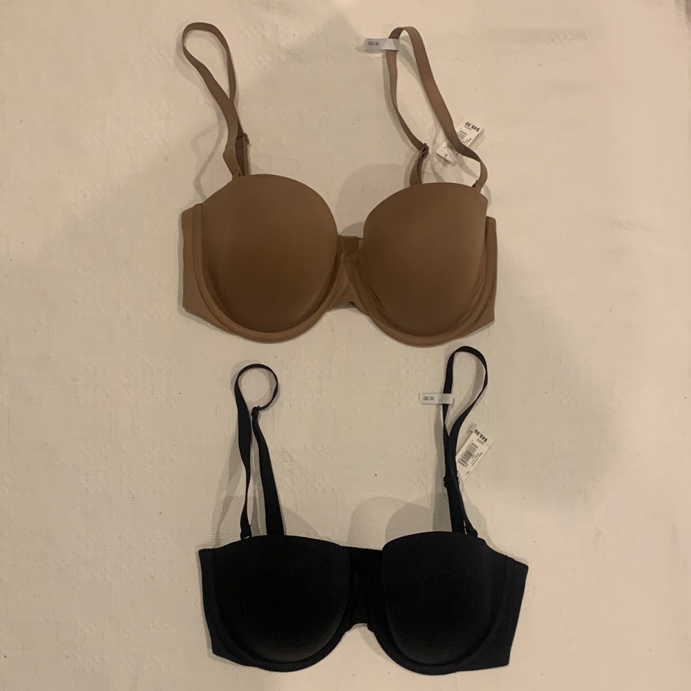 NWT Women's Gap Body Black and Nude Strapless Bras